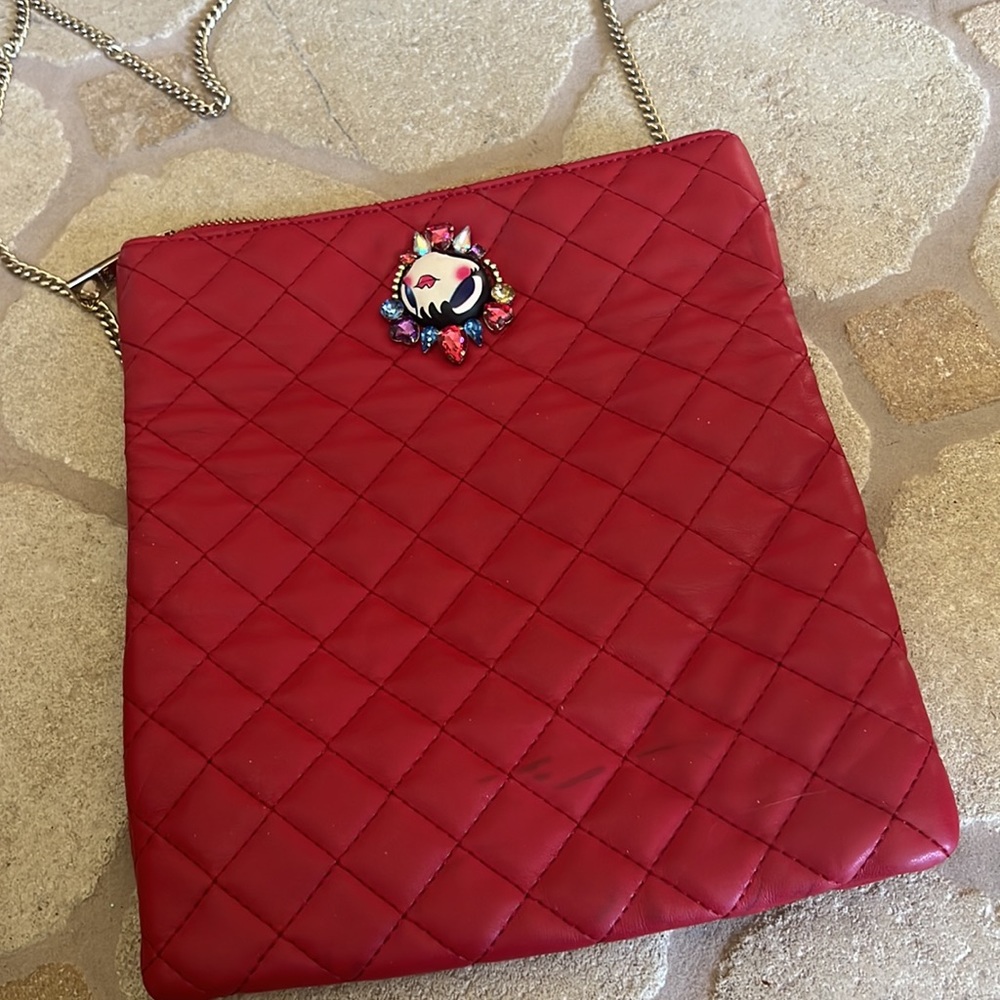Love Moschino red quilted adjustable purse